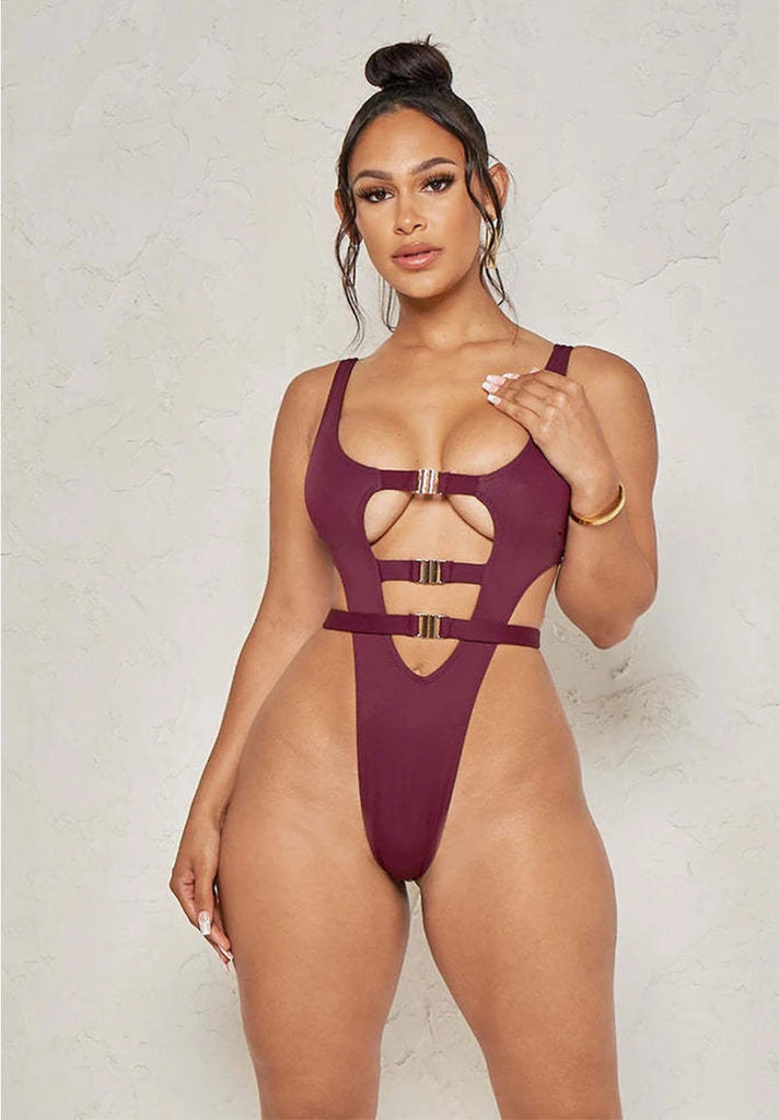 Summer Women's Swimsuit Sexy Hollow Straps Solid Color One-Piece Ladies Bikini High Elastic Swimming Sports Beach Swimsuit 2023