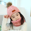 3PCS Set Baby Winter Hat Pompom Children Hat Knitted Cute Warm Cap Scarf Gloves Suit For Girl Boy Casual Solid Color Infant Hat