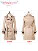 Aelegantmis 2023 Autumn Women Double Breasted Long Trench Coat Khaki With Belt Classic Casual Office Lady Business Outwear Fall