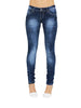 Low Waist Skinny Jeans Women Fashion Washed Bleached Scratched Denim Blue Push Up Vintage Slim Pants Trousers Clothes for Women