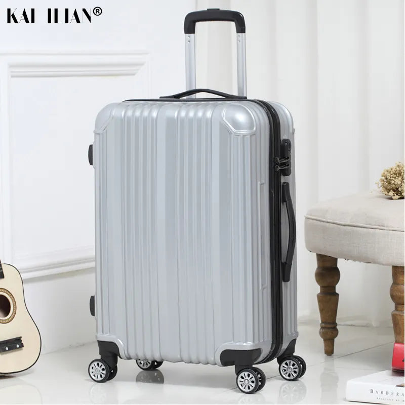 NEW 20/22/24 inch Rolling luggage sipnner wheels Women travel suitcase men popular fashion trolley luggage password box ABS+PC