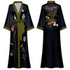 Black Print Flower Long Robe Nightgown Spring Summer Half Sleeve Kimono Bathrobe Gown Women Sexy Rayon Home Dress Loungewear