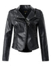 Aelegantmis Casual PU Leather Jacket Women Classic Zipper Short Motorcycle Jackets Lady Autumn Winter Basic Leather Coat Black