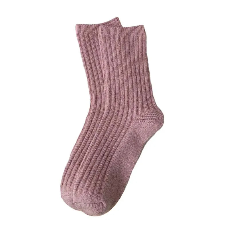 2022 New Winter Thicker Cashmere Wool Women Socks Casual japanese fashion Solid Color Long Sock Girls Thermal Warm Crew Sock