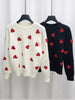 2022 Spring Embroidery Heart Women Sweater O-Neck Kawaii Fashion Pullover Loose Jumper Long Sleeve Knitwear Female C-129