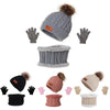 3PCS Set Baby Winter Hat Pompom Children Hat Knitted Cute Warm Cap Scarf Gloves Suit For Girl Boy Casual Solid Color Infant Hat