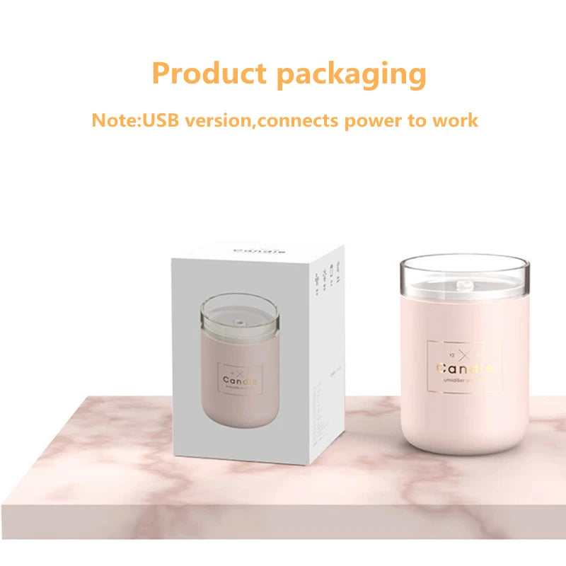 280ML Ultrasonic Air Humidifier Candle Romantic Soft Light USB Essential Oil Diffuser Car Purifier Aroma Anion Mist Maker