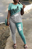 2022 Summer Women&#39;S Tgm Sportswear Set Printed Lettered T-Shirt And Leggings Yoga Pants 2 Piece Sets Women Outfits Running Suit