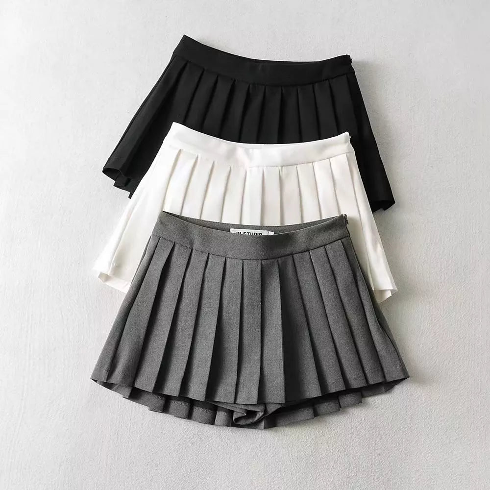 Summer High Waist Skirts Womens Sexy Mini Skirts Vintage Pleated Skirt Korean Tennis Skirts Short White Black