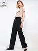 Women Wide Leg Pants 2022 Summer Thin Fabric Classic High Waist Pockets Button Fly Long Palazzo Trousers Korean Casual Bottoms