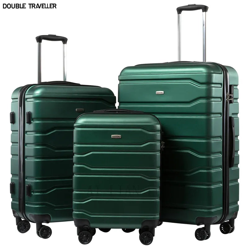 New 3PCS set 20''24/28 inch Rolling luggage set travel suitcase on wheels 20inch carry ons cabin trolley luggage bag ABS+PC case