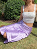 Mnealways18 Solid Purple Satin Silk Skirt Women High Waisted Summer Long Skirt New 2022 Elegant Ladies Office Skirts Midi Spring