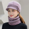 Women's fashion Warm hat scarf gloves winter warm knitting beret peaked cap thickened hat glove scarf Rabbit hair blend 3pc set