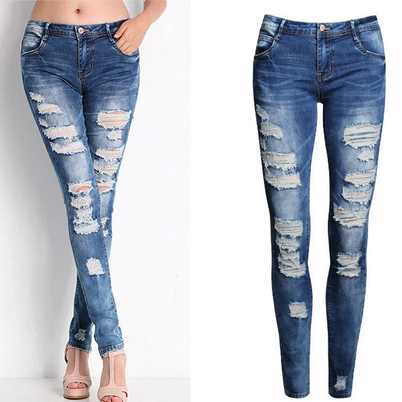 New Designer Denim Women 2022 High Waist Ripped Jeans for Women Skinny Black White Jeans Woman Elastic Slim Jean Female Femme