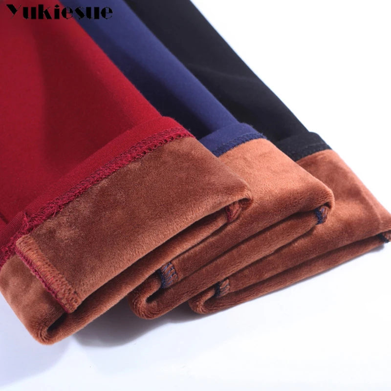 S-6XL winter warm 2023 high Elastic Waist Casual stretch Skinny Pencil Pants Women trousers clothe Clothing Female Leggings