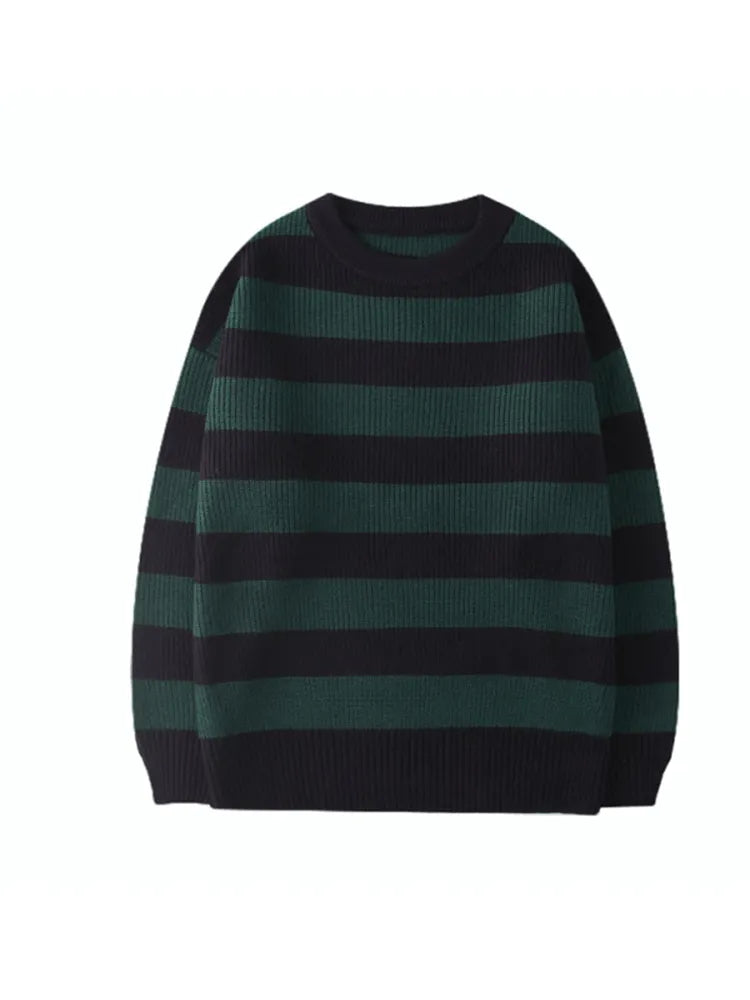 Autumn Winter Knitted Striped Sweater Women Casual Oversized Pullovers Sweaters Loose Warm Jumper Streetwear Teen Knitwear