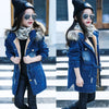 2023 Children kids girls denim jacket large fur collar cotton denim outerwear tops Autumn Winter Basic cowboy jacket for girls