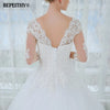 BEPEITHY Scoop-neck Three Quarter Sleeves Wedding Dresses For Women Bride White Lace Elegant Bridal Gown 2023 Vestidos De Novia