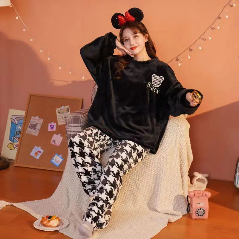 2022 Sanrioed Plush Anime Cinnamoroll Autumn Winter Warm Flannel Women Pyjamas Sets Soft Plushie Girl Loungewear Plus Size Gifts