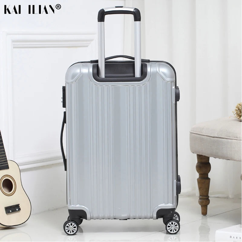 NEW 20/22/24 inch Rolling luggage sipnner wheels Women travel suitcase men popular fashion trolley luggage password box ABS+PC