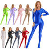 9 Colors Sexy Women Glossy Swimsuit Swimwear Long Sleeve Teddies Bodysuit Bodystockings Silky Full Body Suit Jumpsuit Rash Guard