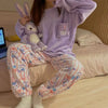 2022 Sanrioed Plush Anime Cinnamoroll Autumn Winter Warm Flannel Women Pyjamas Sets Soft Plushie Girl Loungewear Plus Size Gifts