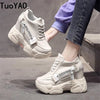 Women's Shoes Platform Sneakers New Women Leather Chunky Dad Shoes 12CM Trainers Ladies Sports Vulcanized Shoes Zapatillas Mujer