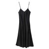 Women&#39;s Satin Nightgown Long Slip Sleep Dress Silk V Neck Sleepwear Solid Color Nightwear