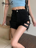 Summer Sexy Denim Shorts Women Hollow Out Bandage Punk Rock High Waist Shorts