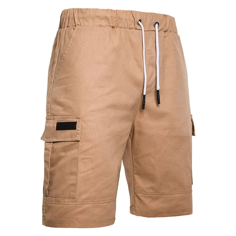 2023 Summer Men's Shorts Fashion Solid Cargo Shorts Men's Clothing Lace Up Casual Pants Multiple Pockets Workwear