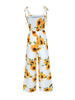 New Sunflower Printed Strap Jumpsuit Women High Waist Rompers Boho Yellow Spaghetti Strap Wide Leg Pants Summer Jumpsuits Ladies