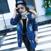 2023 Children kids girls denim jacket large fur collar cotton denim outerwear tops Autumn Winter Basic cowboy jacket for girls