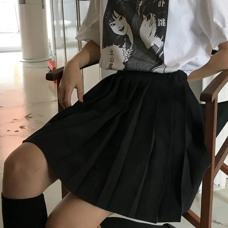 Skirts Women Pleated High Waist Y2k Schoolgirls Solid Casual Streetwear All-match Korean Style Trendy Novelty Daily Comfortable