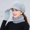 Women's fashion Warm hat scarf gloves winter warm knitting beret peaked cap thickened hat glove scarf Rabbit hair blend 3pc set