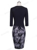 Nice-forever One-piece Faux Jacket Vintage Elegant Patterns Work dress Office Bodycon Female 3/4 Sleeve Sheath Women Dress b237