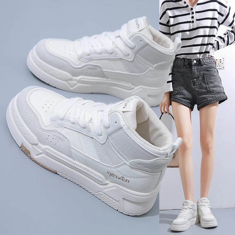 Women&#39;s Sports Shoes Sneakers High Top Tennis Female Fashion Trainers Woman White Green Ladies Baskets Best Sneakersy Brand 2022