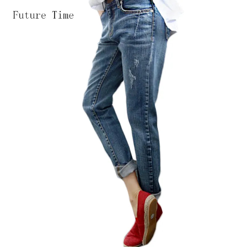 Boyfriend Jeans For Women 2023 Hot Sale Vintage Distressed Regular Spandex Ripped Jeans Denim Washed Pants Woman Jeans C1028